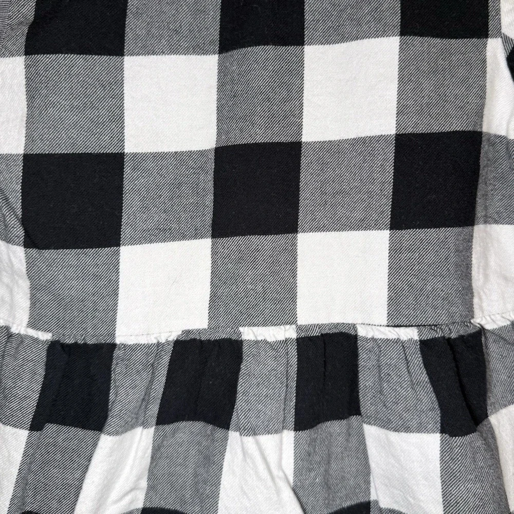 Carters Buffalo Check Plaid Back White L‎ Sleeve Peplum Dress Shirt Toddler 24M